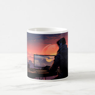 Caneca De Café Programador E Laptop