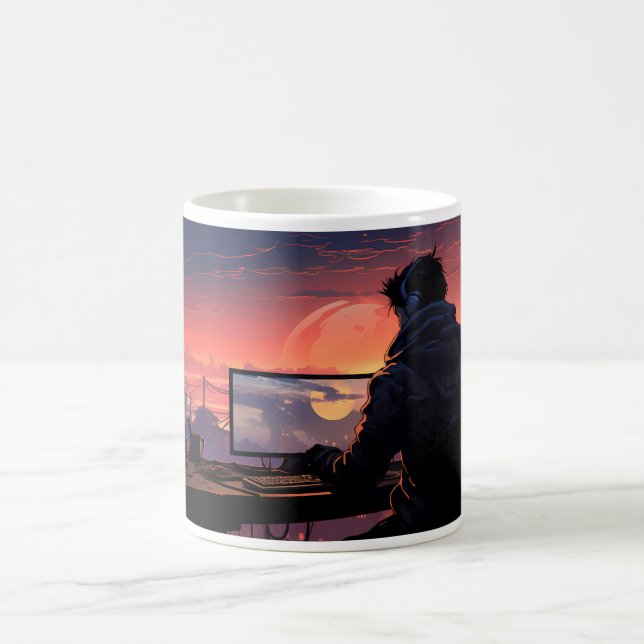 Caneca De Café Programador E Laptop (Centro)