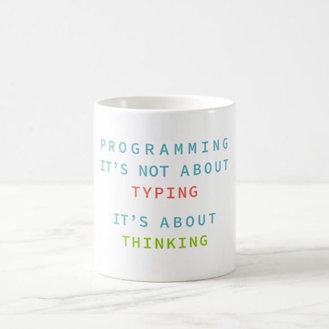 Caneca De Café Programming Is Thinking, Not Typing – Developer (Centro)