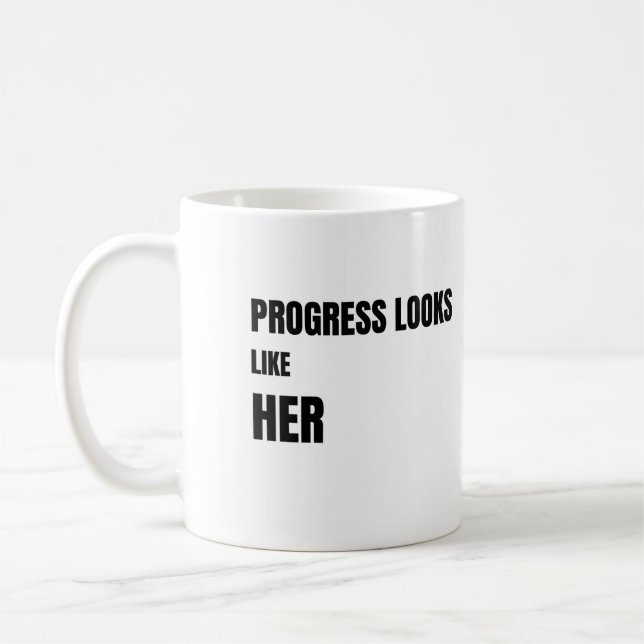 Caneca De Café Progress Looks Like Her white Mug – Moms Gift (Esquerda)