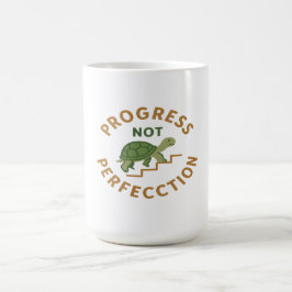 Caneca De Café Progress not Perfection - Cute Turtle Motivational