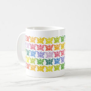 Caneca De Café Progressão da cor da mug da borboleta-arco-íris