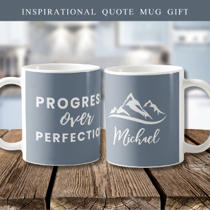 Caneca De Café Progresso Personalizado Sobre Cinzas De Cotação De