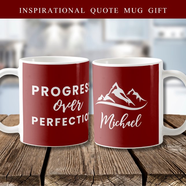 Caneca De Café Progresso Personalizado Sobre Marrom de Cotação de (Criador carregado)