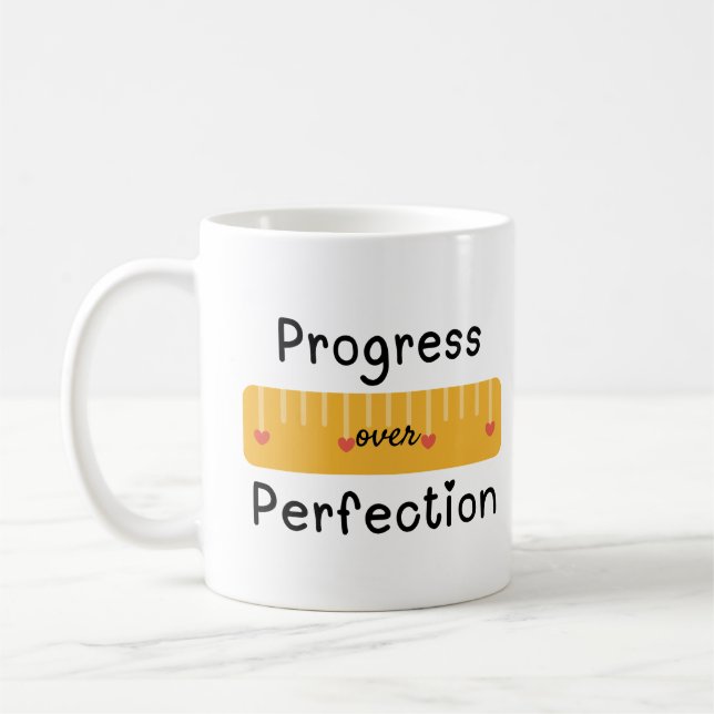 Caneca De Café Progresso Sobre O Professor De Perfeição (Esquerda)