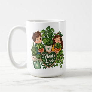 Caneca De Café Projeto de jardinagem de amor de planta fofa para