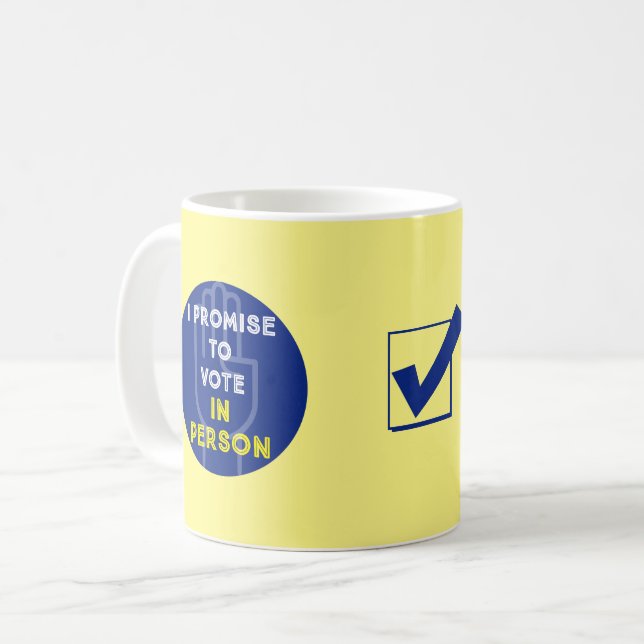 Caneca De Café PROMETO VOTAR PESSOALMENTE (amarelo) (Frente Esquerda)