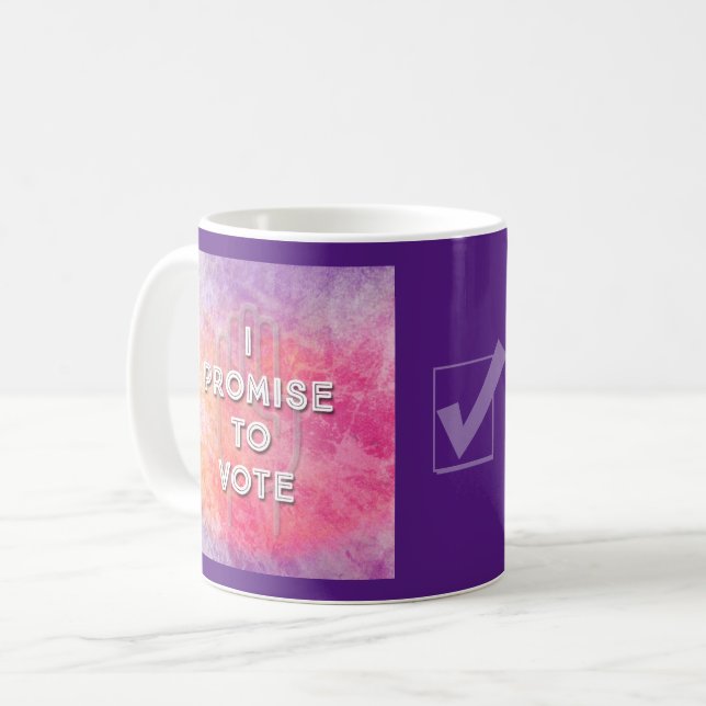 Caneca De Café PROMETO VOTAR (Púrpura) (Frente Esquerda)