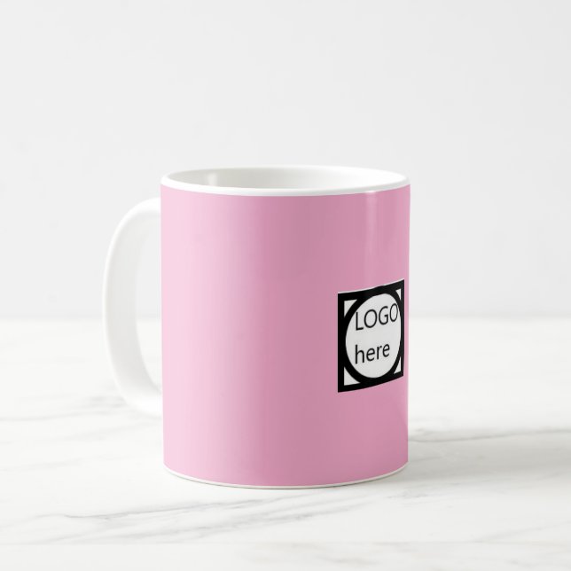 Caneca de Café Promocional com o seu LOGO! Rosa (Frente Esquerda)
