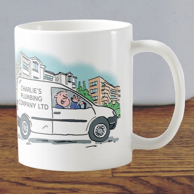 Caneca De Café Promocional de negócios White Van Man (Criador carregado)