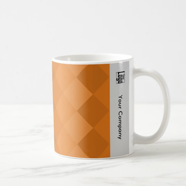 Caneca De Café Promocional Pixel Cinza Padrão Laranja Preto (Direita)