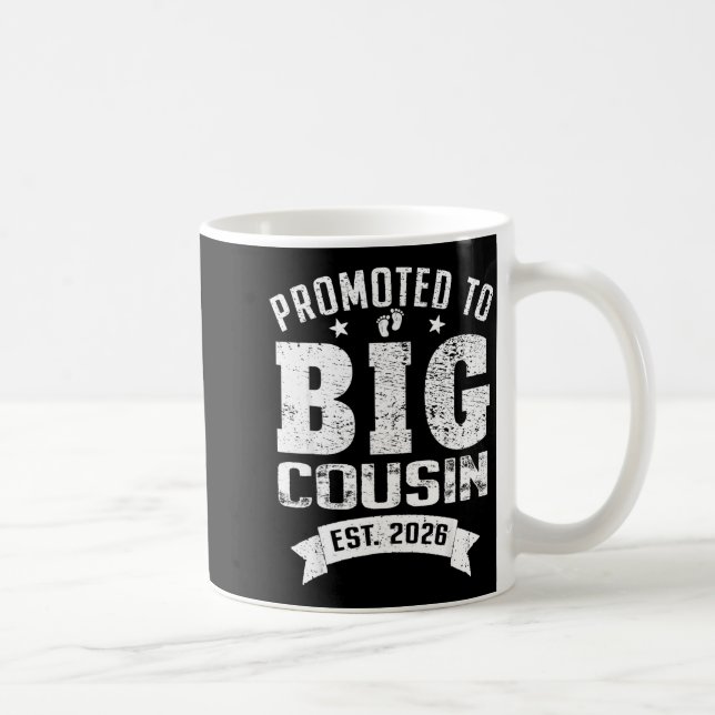 Caneca De Café Promoted To Big Cousin 2026 Cool Cousin Baby Annou (Direita)