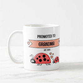 Caneca De Café Promoted to grandma ladybugs peach