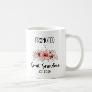 Caneca De Café Promoted To Great Grandma Est 2026 Flowers Baby