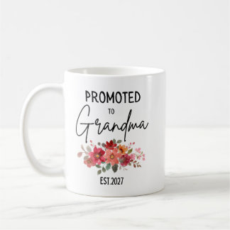Caneca De Café Promovida a Avó Est 2027 Revelação de Bebê com Flo