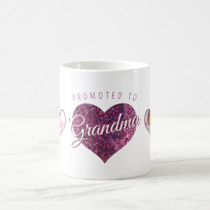 Caneca De Café Promovida a foto rosa de brilho falso de Vovó