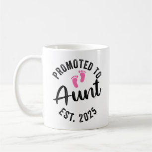 Caneca De Café Promovida a Tia 2025 Primeira Vez Nova Tia 2025