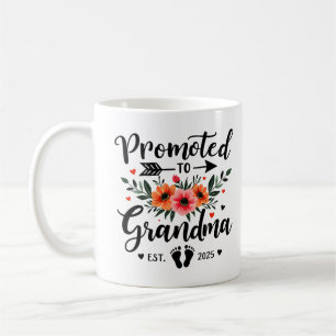 Caneca De Café Promovida para Avó Est 2025 Floral Nova Avó