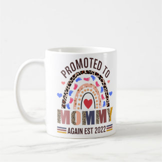Caneca De Café Promovido À Mamãe Novamente Em 2022, Leopard Rainb