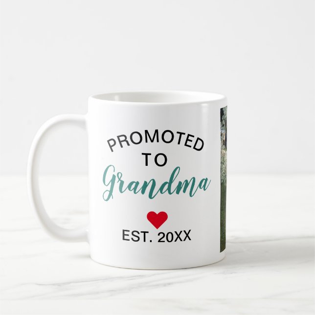 Caneca De Café Promovido à vovó - Coffee de foto personalizada (Esquerda)