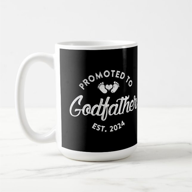 Caneca De Café Promovido Ao Padrinho Est 2024 Tio Novo Engraçado (Esquerda)