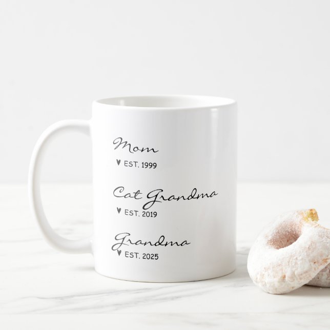 Caneca De Café Promovido De Avós Gatos Para Avós Humanos (Com Donut)