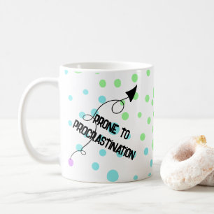 Caneca De Café Prone to Procrastination Rainbow Bolinhas Mug