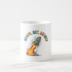 Caneca De Café Pronto Aprender Foguete Volta às Aulas