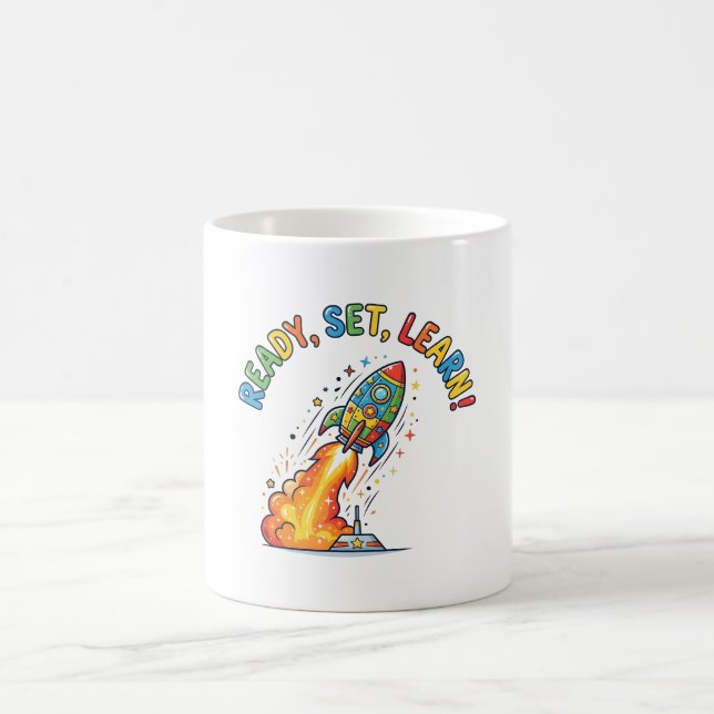 Caneca De Café Pronto Aprender Foguete Volta às Aulas (Centro)