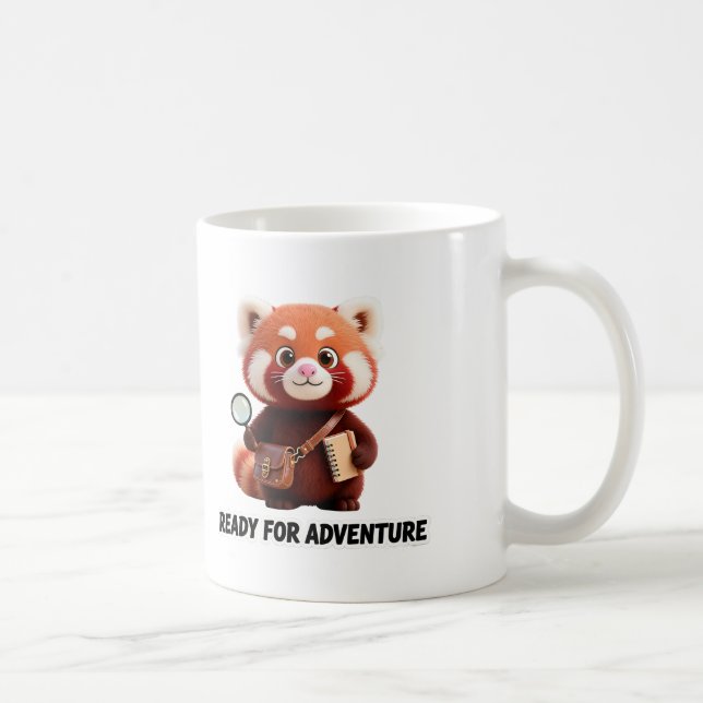 Caneca De Café Pronto Para Aventura Fofa Panda Vermelha Explorado (Direita)