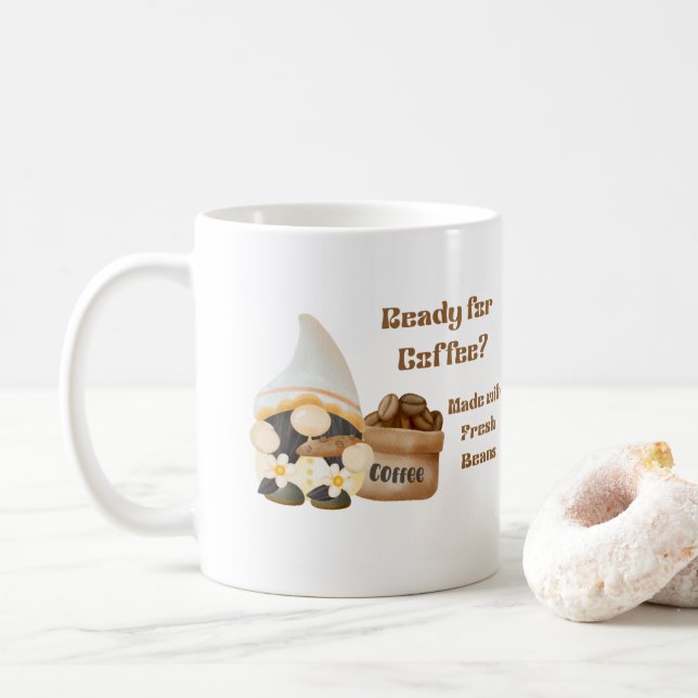 Caneca De Café Pronto para café com Gnome e Saco de Feijão (Com Donut)