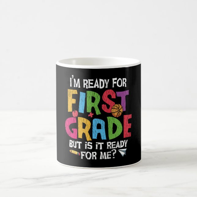 Caneca De Café Pronto para o Primeiro Ano da Escola Divertido par (Centro)