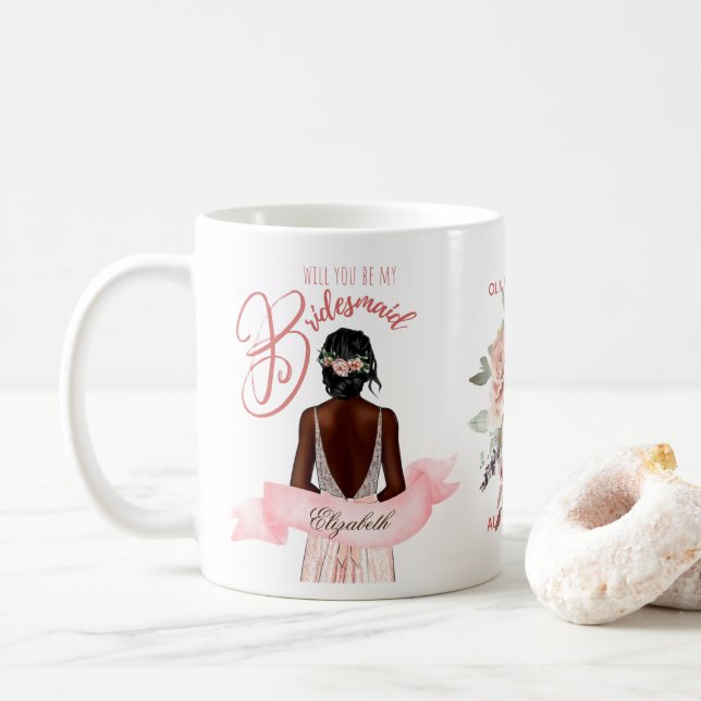 Caneca De Café PROPOSTA BRIDESMAID GIFT - Personalidade Afro-Amer (Com Donut)
