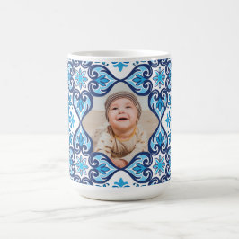 Caneca De Café Própria imagem, Azulejos azuis e brancos