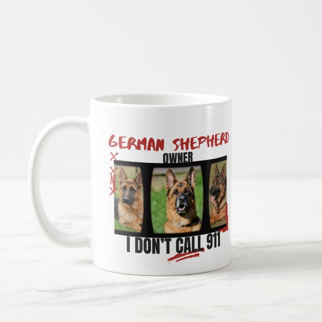 Caneca De Café Proprietário orgulhoso do German shepherd Não ligo (Esquerda)