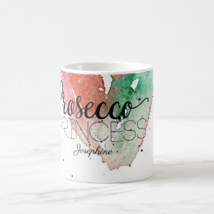 Caneca De Café "Prosecco Princess" Girassol Personalizado Aquarel