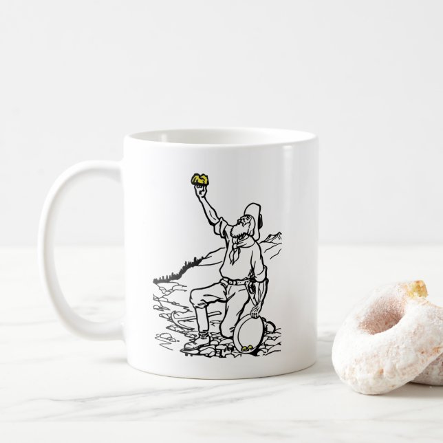 Caneca De Café Prospector Dourado de Tempo Antigo (Com Donut)