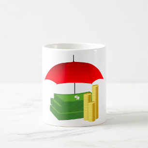 Caneca De Café Proteção de Segurança Financeira com Guarda-chuva 