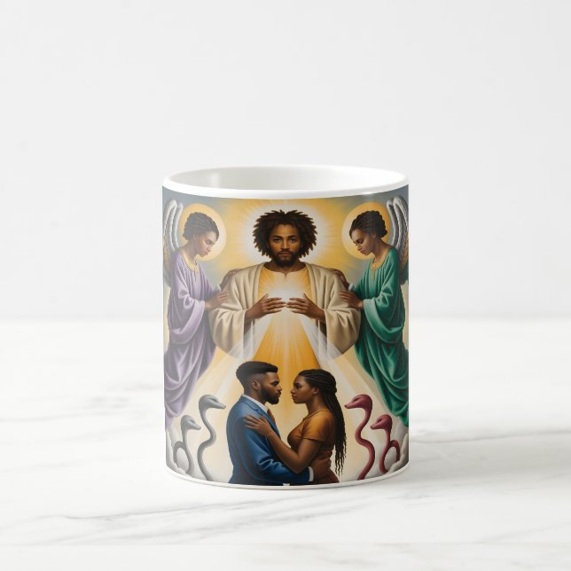Caneca De Café Proteção divina Casal preto (Centro)