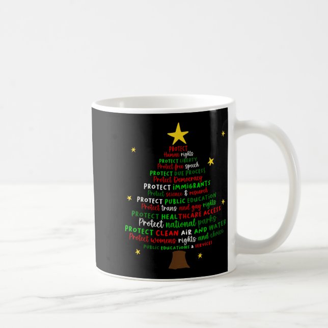 Caneca De Café Protect Democracy Christmas Tree Feminist Social J (Direita)