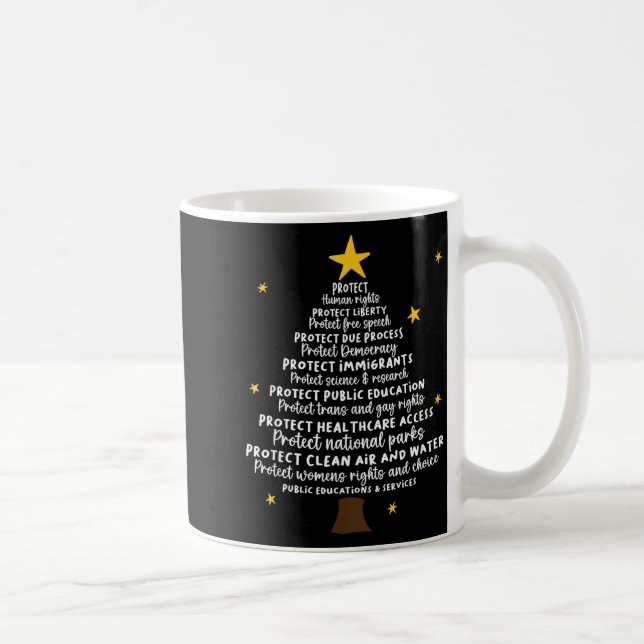 Caneca De Café Protect Democracy Christmas Tree Subtle Anti Trump (Direita)
