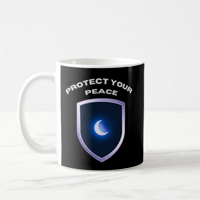 Caneca De Café Protect Your Peace Inspirational Mug – Moon Shield (Esquerda)