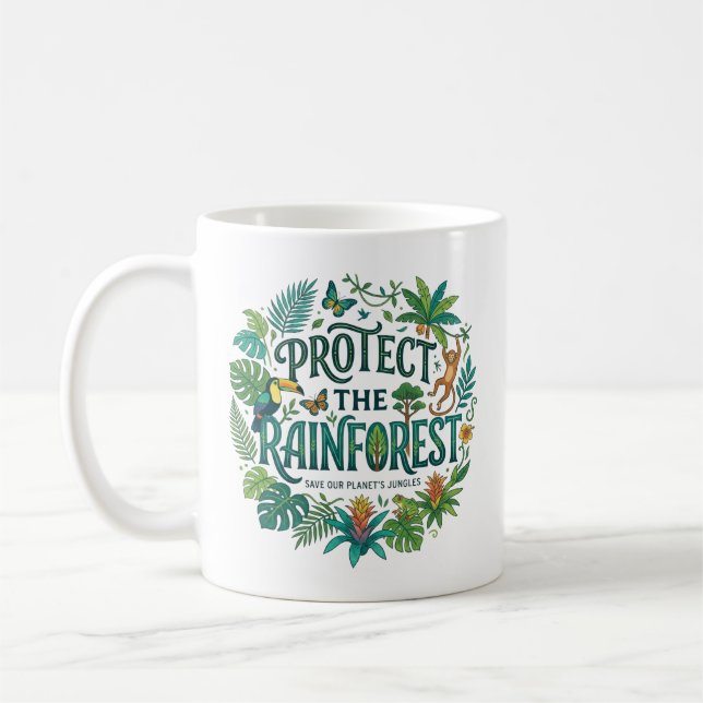 Caneca De Café Proteger a floresta tropical (Esquerda)