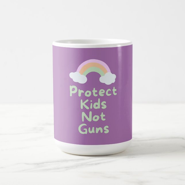 Caneca De Café Proteger Crianças Não Armas Arte Palavra (Centro)