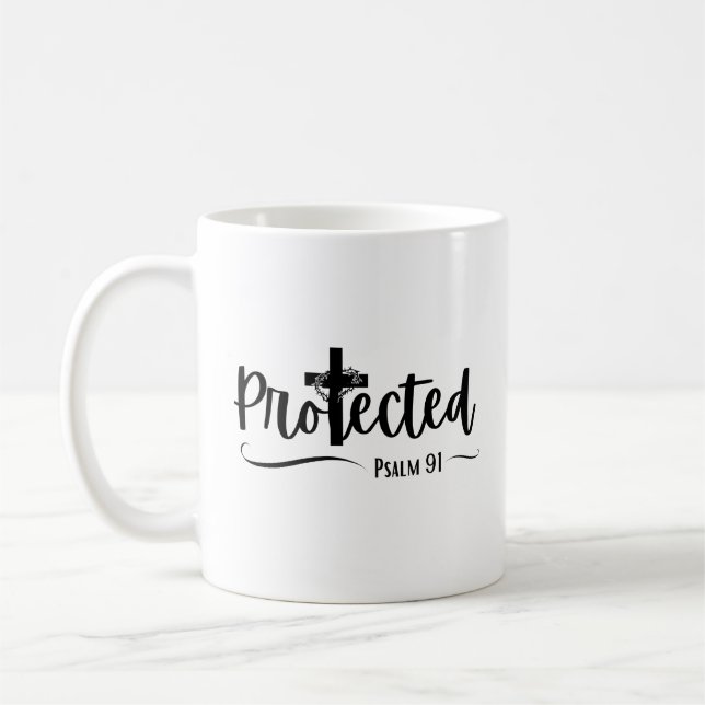 Caneca De Café Protegido - Bíblia Psalm 91 Verse Scripture Mug (Esquerda)