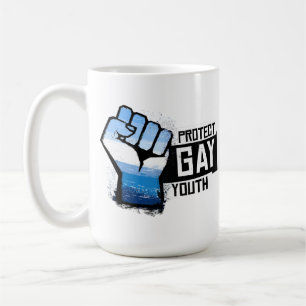 Caneca De Café Proteja a Gay - Punho do Orgulho Azul