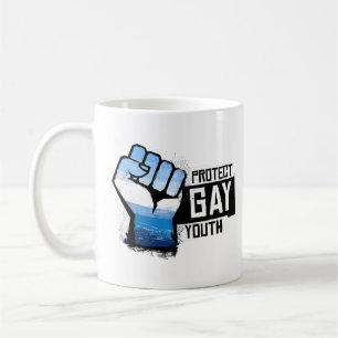Caneca De Café Proteja a Gay - Punho do Orgulho Azul