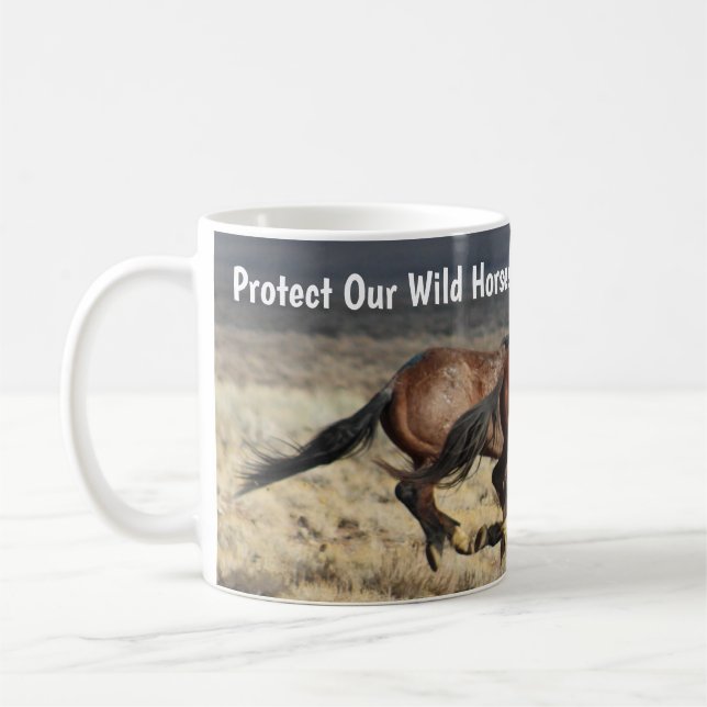 Caneca De Café Proteja Nossos Cavalos Selvagens (Esquerda)