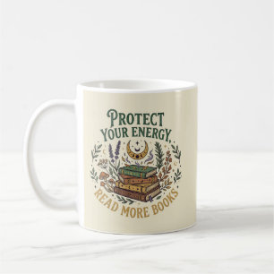Caneca De Café Proteja Sua Energia Leia Mais Livros Celestiais