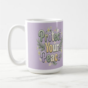 Caneca De Café Proteja Sua Paz – Tipografia de Bolha de Autocuida